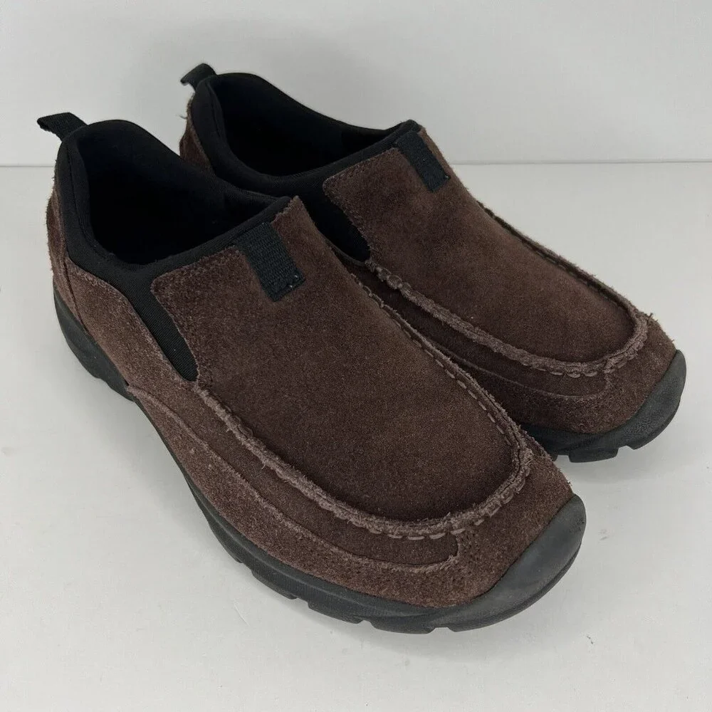Land's End Brown Rough Cut Suede Chukka Loafers Mens Size 8.5 Slip-On Shoes
